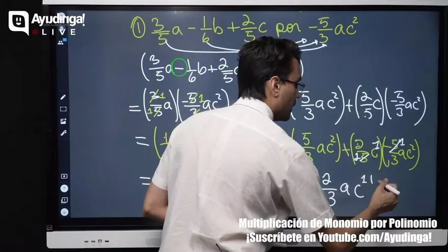 Ayudinga Matemáticas 8° - Multiplicación de Monomio por Polinomio con Coeficientes Fraccionarios - Parte II 6 de julio de 2020