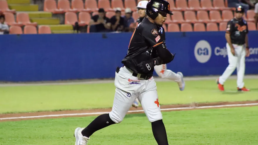 Pelotero del equipo mayor de Los Santos en acción