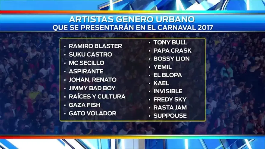 Los artistas nacionales que estarán en el carnaval de la Cinta Costera