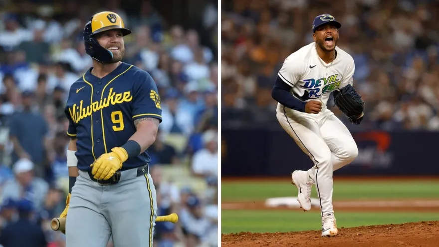 Jake Bauers (i) y Freddy Peralta (d)