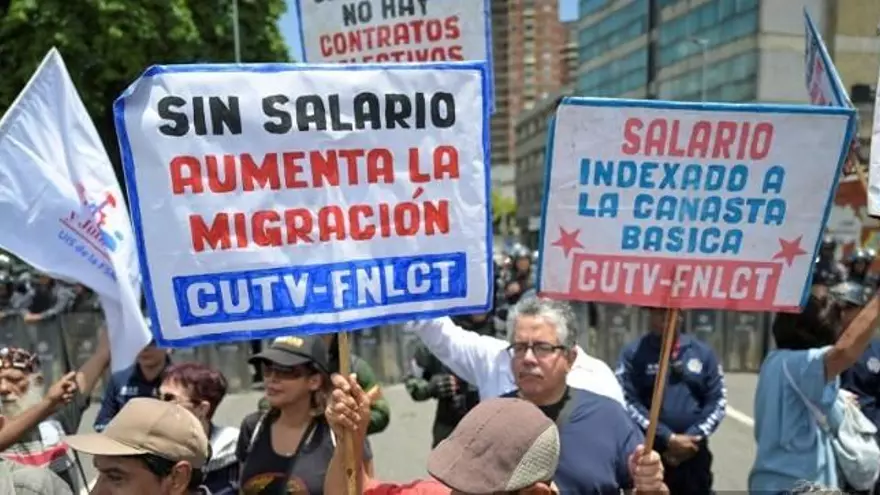 Protesta por salarios en Venezuela.