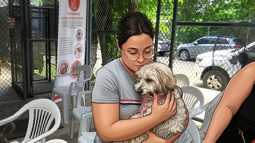 Ashley dueña de Alaska llegó con la esperanza que la bendición de San Francisco de Asís haga el milagro en su mascota