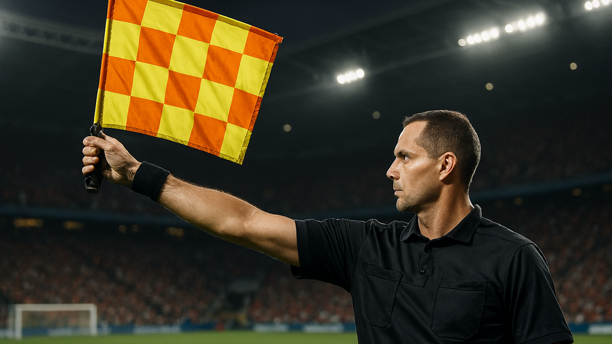 Juez de línea en partido de fútbol