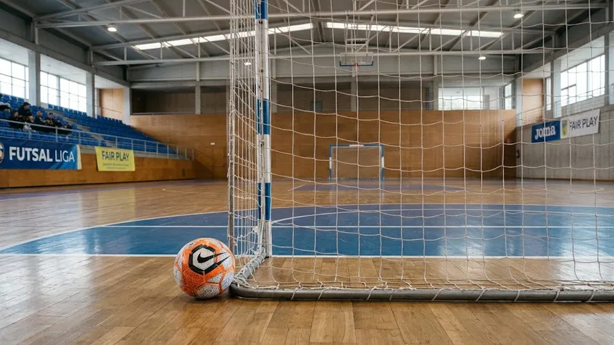 Balón y cancha de futsal