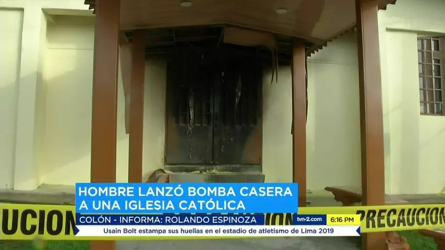 Investigan lanzamiento de bomba molotov en iglesia católica de Colón