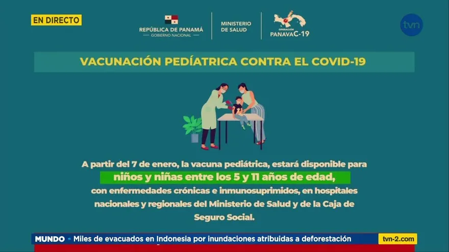 Vacunación pediátrica iniciará este viernes 7 de enero