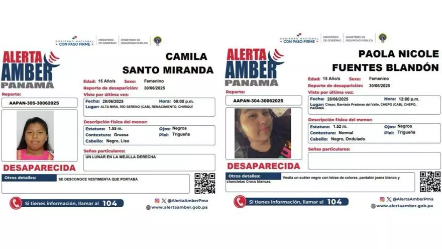 Activan Alerta Amber por Camila Santo Miranda y Paola Fuentes Blandón