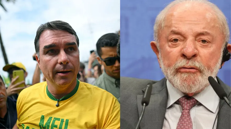Flavio Bolsonaro y Lula Da Silva.