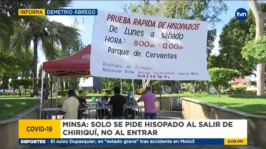 Hisopados en Chiriquí solo se solicitan a personas que saldrán de la provincia