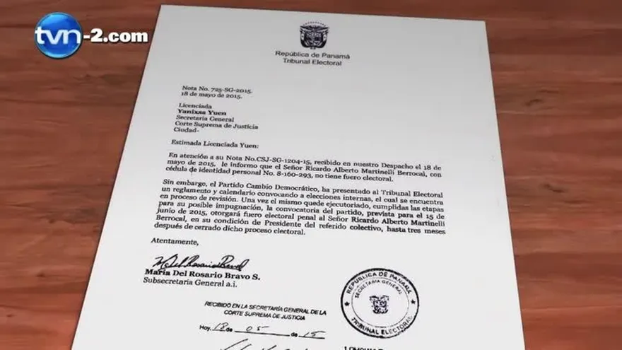 TE: "Martinelli no tiene fuero electoral"