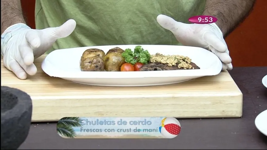 Chuletas de cerdo frescas con crust de maní