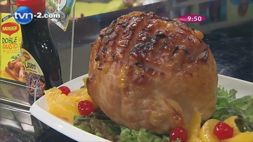 Jamón en salsa de melocotones