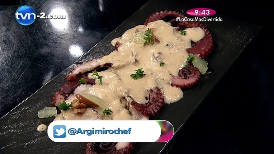 Receta - Carpaccio de pulpo con crema de kalamatas