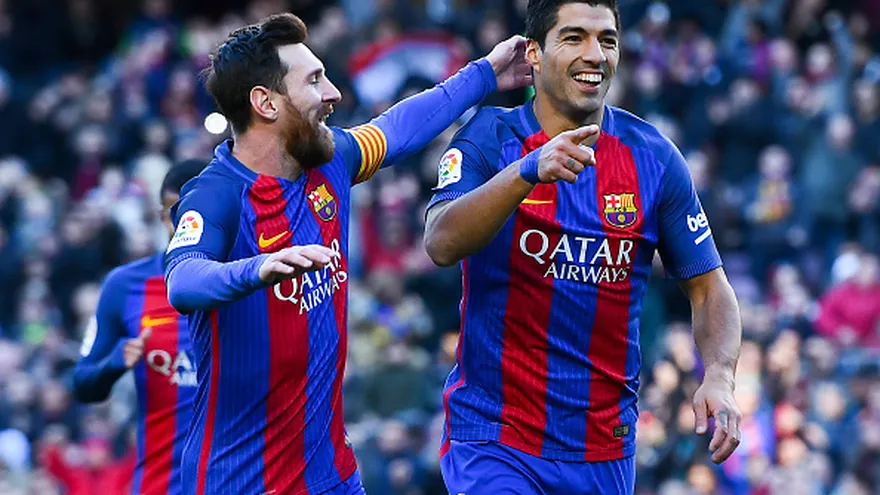 Luis Suárez (d)  y Lionel Messi (i) pusieron la mayor cuota goleadora para el Barcelona