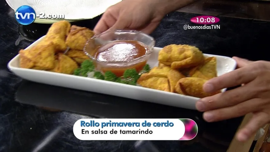 Receta - Rollos de Primavera de cerdo en salsa de Tamarindo