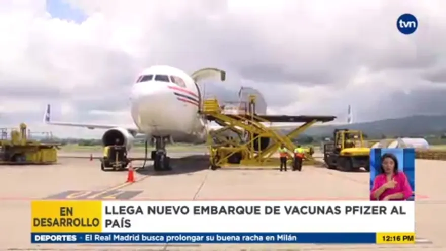 Llega al país lote de 375,570 dosis de vacunas Pfizer