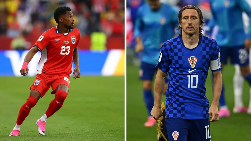 Michael Amir Murillo (i) y Luka Modric (d)