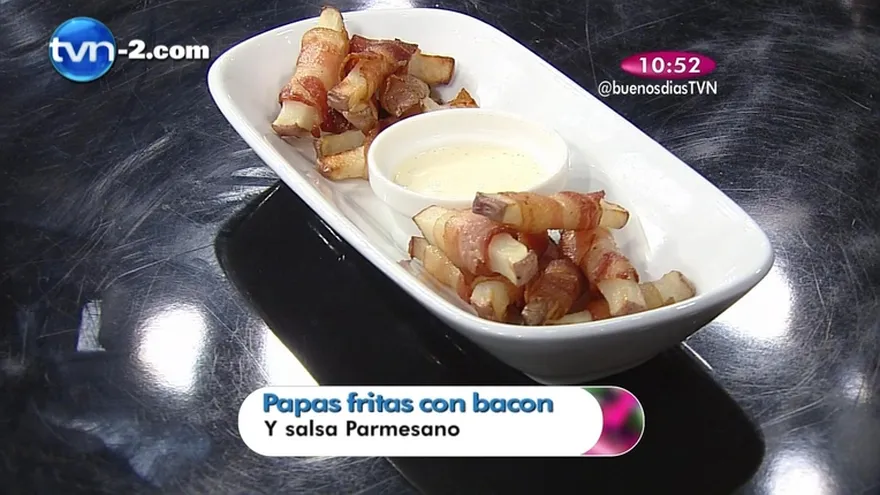 Receta - Papas fritas con bacon y queso parmesano