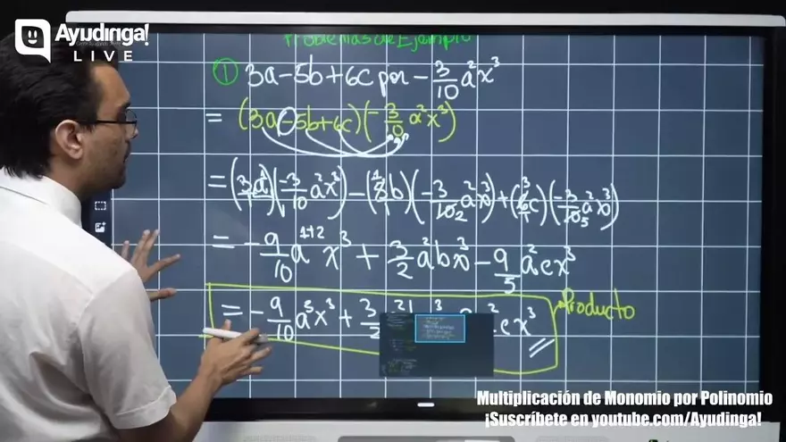 Ayudinga Matemáticas 8° - Multiplicación de Monomio por Polinomio con Coeficientes Fraccionarios - Parte II 8 de julio de 2020