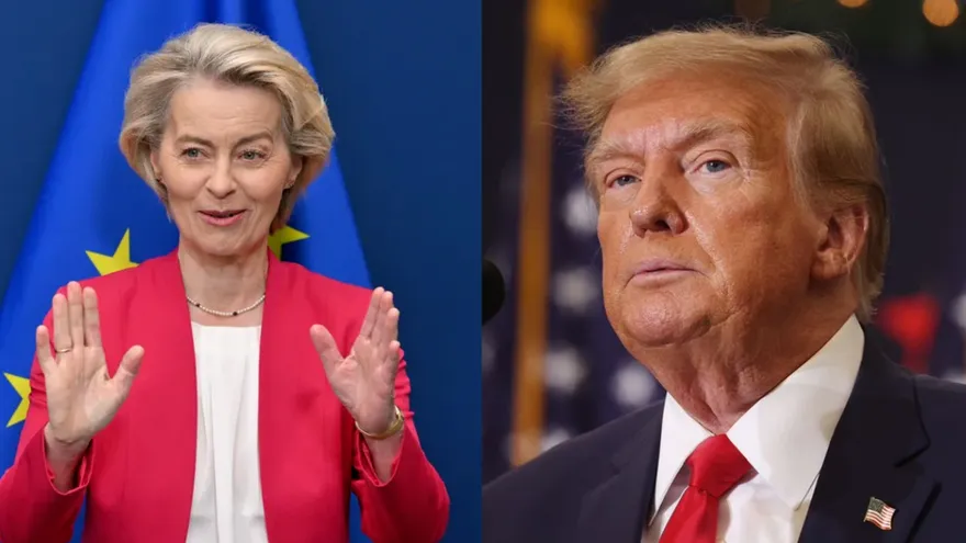 Presidenta de la Comisión Europea, Ursula von der Leyen, y el presidente de Estados Unidos, Donald Trump