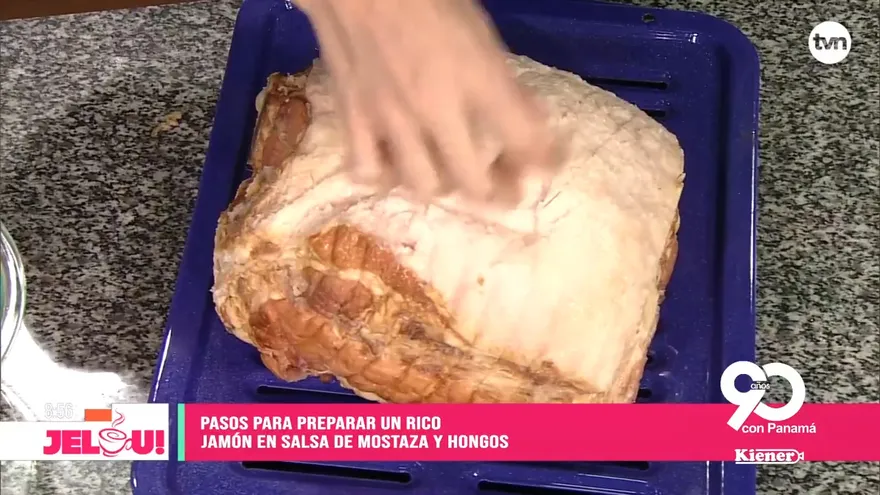Receta: jamón en salsa de mostaza y hongos