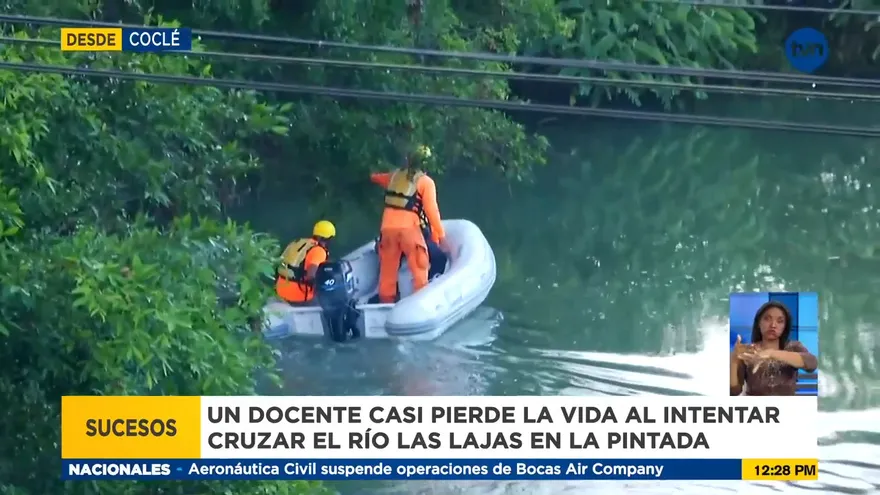 Docente casi pierde la vida al intentar cruzar río en Coclé