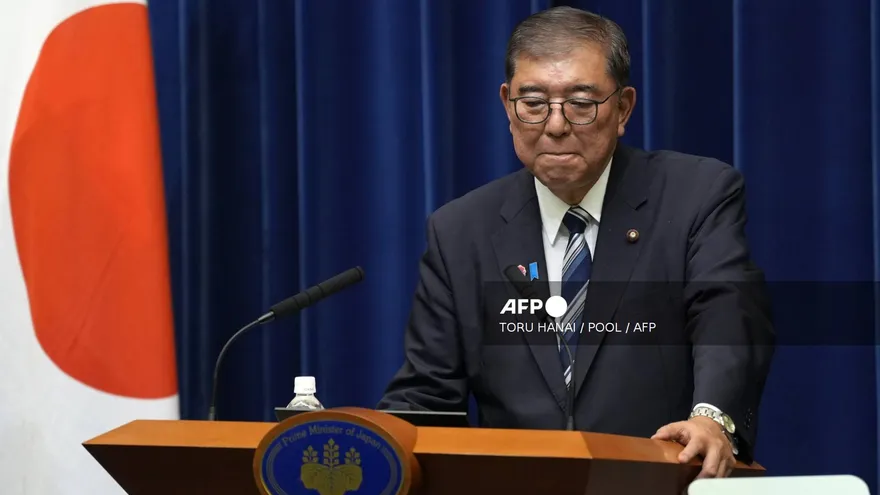 Primer ministro de Japón, Shigeru Ishiba, en el anuncio de su dimisión