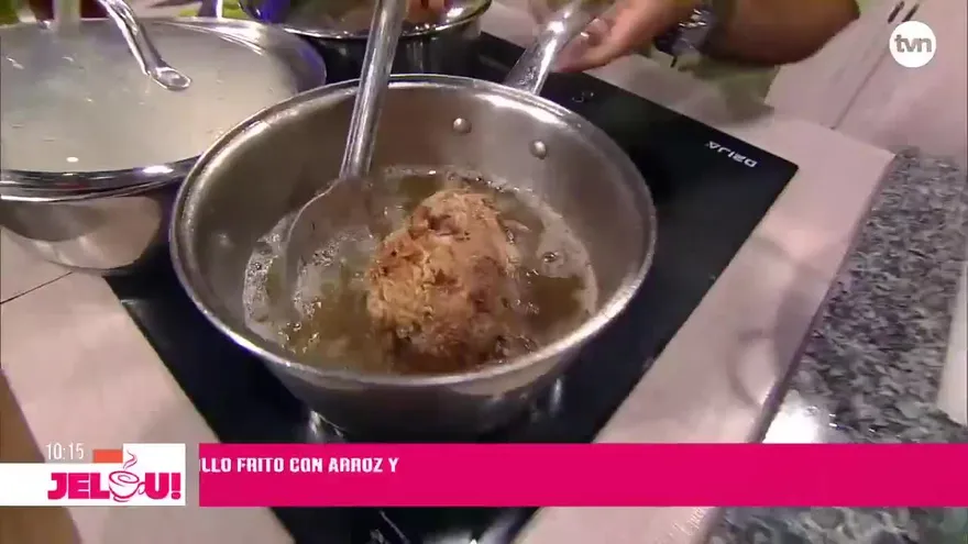 Receta: Pollo frito con arroz y menestras (final)