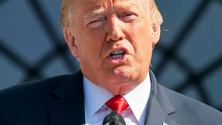 El presidente estadounidense, Donald Trump, pronuncia unas palabras en el jardín de la Casa Blanca en Washington D.C (Estados Unidos) hoy, 27 de julio del 2018.