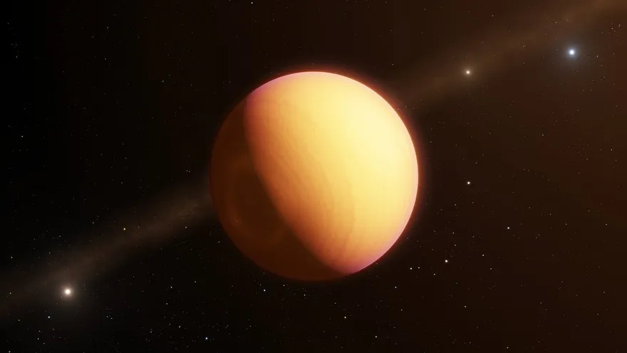 Dibujo de un artista que muestra a un exoplaneta conocido como HR8799e, facilitado este miércoles por el Observatorio Europeo del Sur (ESO)