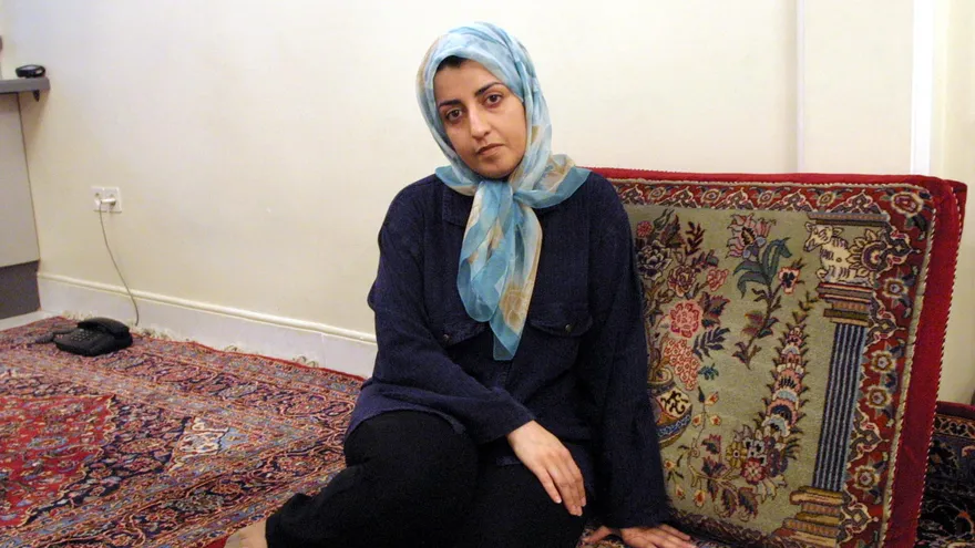 File picture dated September 4, 2001 shows Iranian peace activist Narges Mohammadi at her home in Tehran