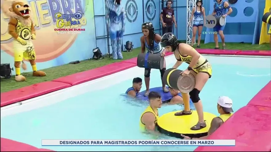 ¡Los leones presumen de equilibrio perfecto en la prueba de barriles acuáticos!