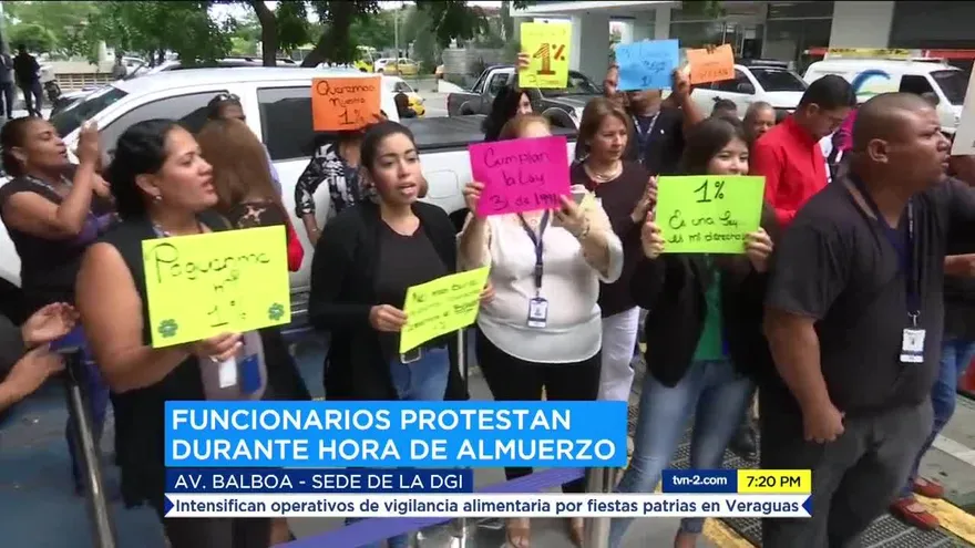 Funcionarios de la DGI realizan protesta