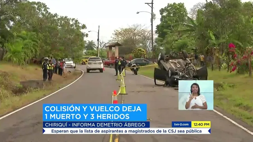 Un muerto y tres heridos dejó accidente de tránsito en Chiriquí
