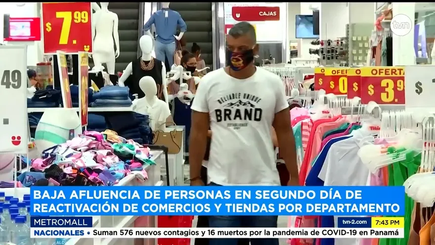 Baja afluencia en segundo día de reactivación de comercios por departamento