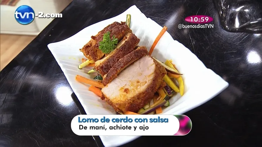 Lomo de Cerdo con salsa de Maní, Achiote y Ajo