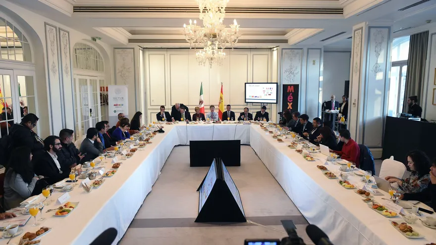 Desayuno con el ministro de Turismo de México, Enrique de la Madrid Cordero, hoy en un hotel de Madrid