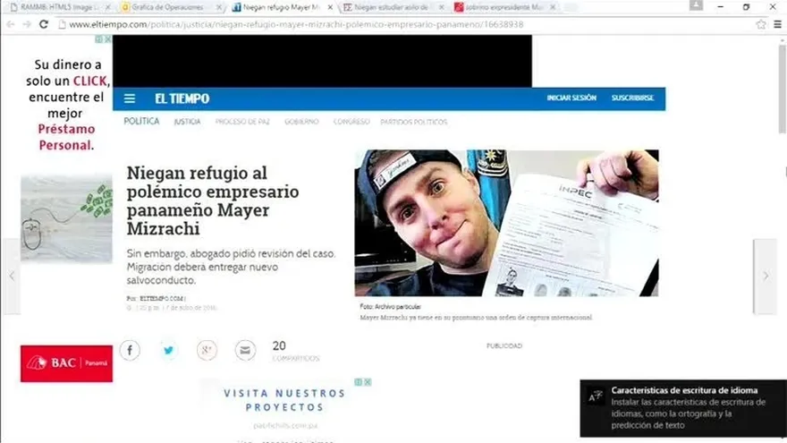 Medios colombianos dedican principales titulares al caso Mizrachi