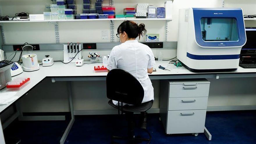 Fotografía del pasado 15 de junio de 2017, de una de las integrantes del equipo del Banco Nacional de Datos Genéticos (BNDG) de Argentina, mientras trabaja en el laboratorio de la entidad en Buenos Aires (Argentina).