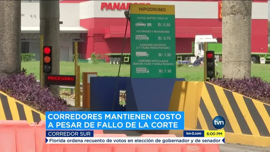 Peaje en el Corredor Sur sigue igual, a pesar del fallo de la Corte